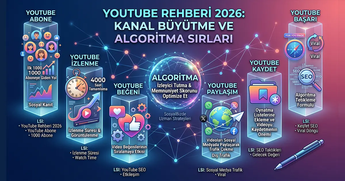 YouTube Rehberi 2026: Kanal Büyütme, 4000 Saat ve Algoritma Sırları