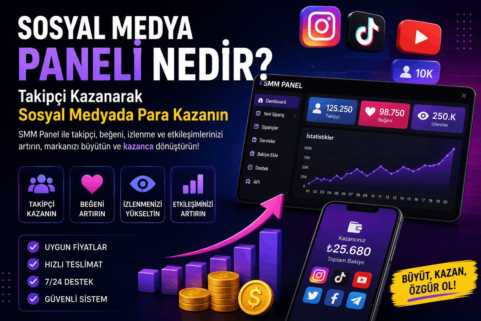 Sosyal Medya Paneli Nedir? Takipçi Kazanarak Sosyal Medyada Para Kazanın 